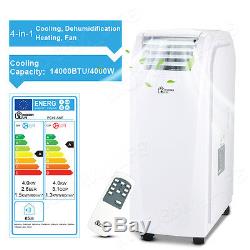 14000BTU 4-in-1 Portable Air Conditioner Mobile Conditioning Heater Dehumidifier