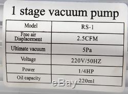2.5CFM 1/4HP Single Stage Vacuum Pump Air Conditioning Refrigeration Vacuum 5Pa