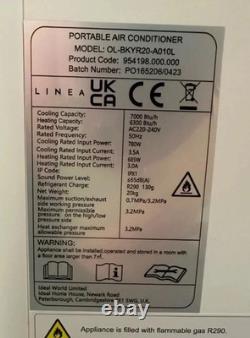 Air Conditioner 7000BTU Linea Portable Air Conditioning Unit & Window Kit /New