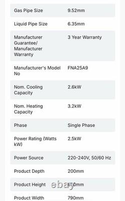 Air Conditioning Daikin Sky Air FNA25A9 Concealed Floor Standing Unit 2.5kW