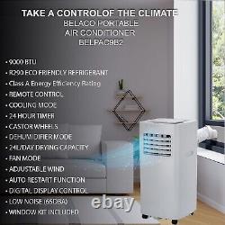 Belaco Air Conditioning Unit, Portable, 9000BTU 4-in1, Timer, Dual window kit