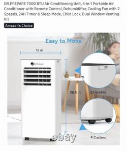 DR. PREPARE 7000 BTU Portable Air Conditioning Unit, 4-in-1 with Remote Control