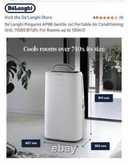 De'Longhi Portable Air Conditioning Unit AP98 11500 BTU Gentle Jet 100m3 Rooms