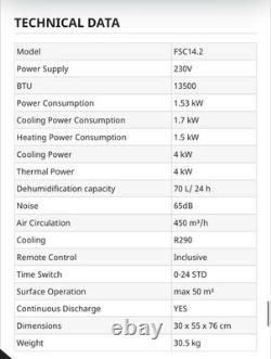 FRAL Super Cool 3-in-1 Air Conditioning Unit Conditioner Heat Pump Dehumidifier
