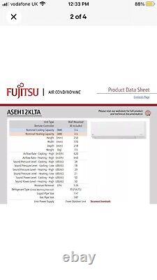 Fujitsu 3.4kw Air Conditioning System ASEH12KLTA / AOEH12KLTA R32 FREE DELIVERY