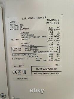 Fujitsu 5.2 kW air conditioning unit ASYG18LFCA / AOYG18LFC