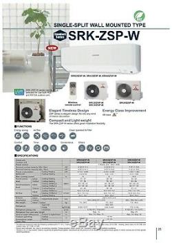 Mitsubishi SRK45ZSP Air Conditioning 4.5kW- Inverter Heat Pump -Wall Mounted A++